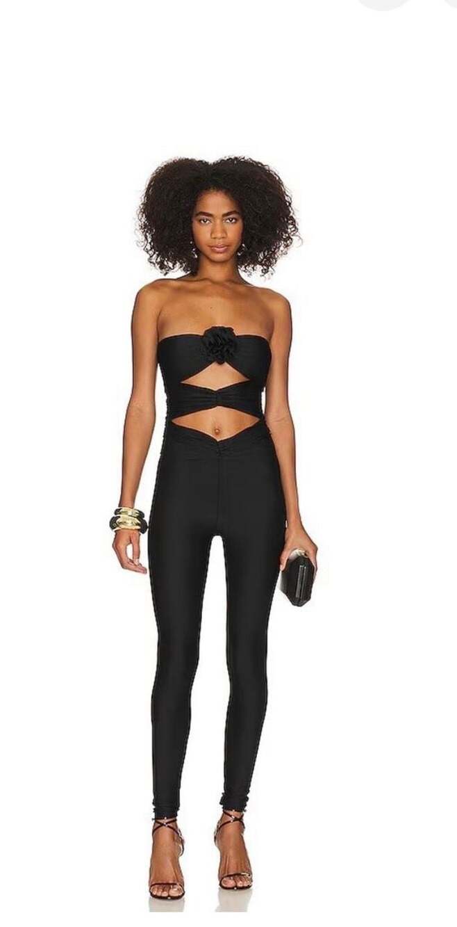 Ronny Kobo Amir Cutout Strapless Jumpsuit in Black